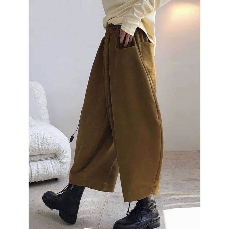 Harem Pants Wide Leg Elasticity Solid Color Split-Joint Pants Trousers