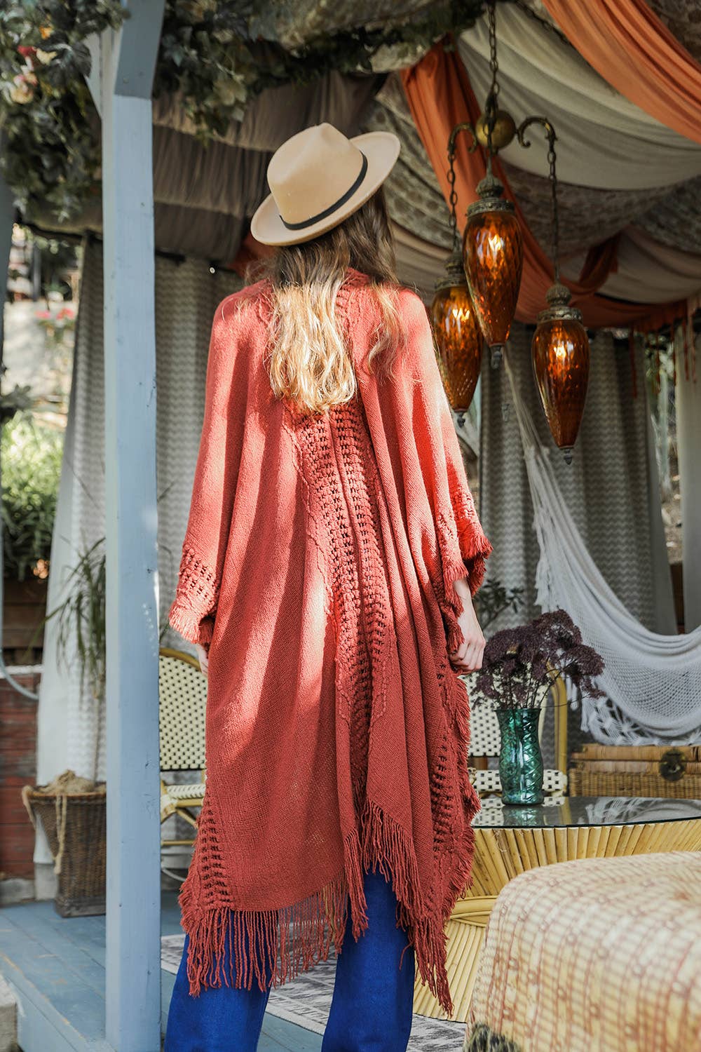 Bestselling Open Work Frayed Border Bohemian Ruana