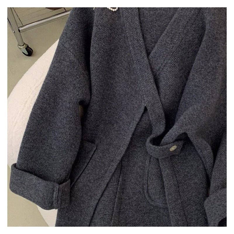 Solid Color Loose Knit Cardigan With Double Zipper