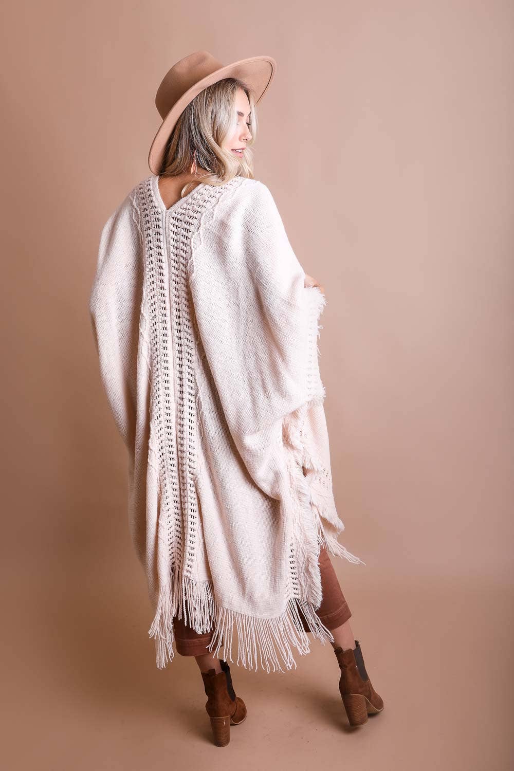 Bestselling Open Work Frayed Border Bohemian Ruana