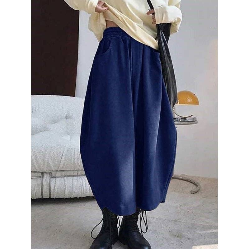 Harem Pants Wide Leg Elasticity Solid Color Split-Joint Pants Trousers