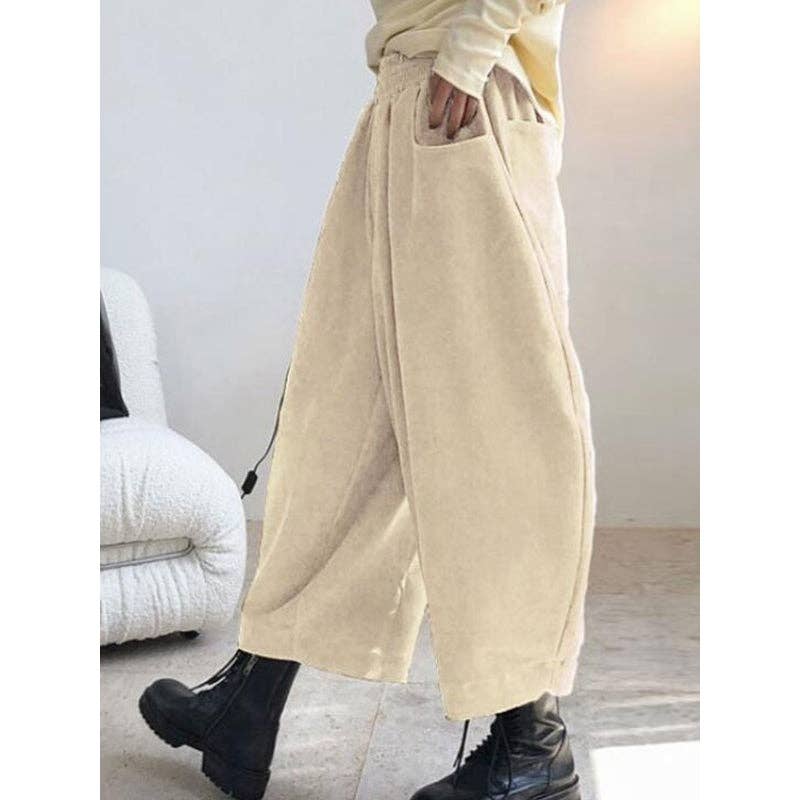 Harem Pants Wide Leg Elasticity Solid Color Split-Joint Pants Trousers