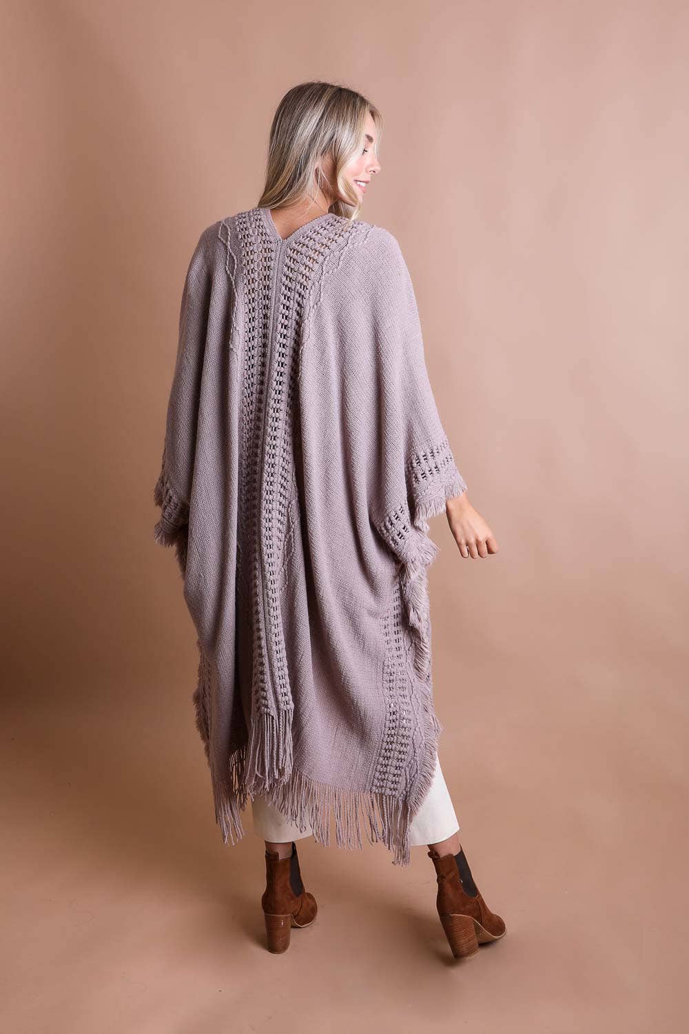 Bestselling Open Work Frayed Border Bohemian Ruana