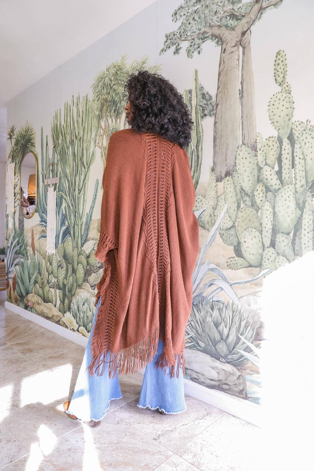 Bestselling Open Work Frayed Border Bohemian Ruana