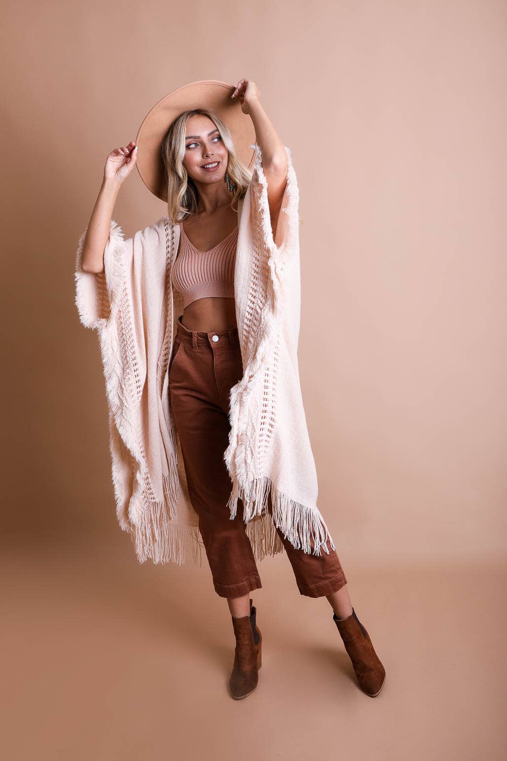 Bestselling Open Work Frayed Border Bohemian Ruana