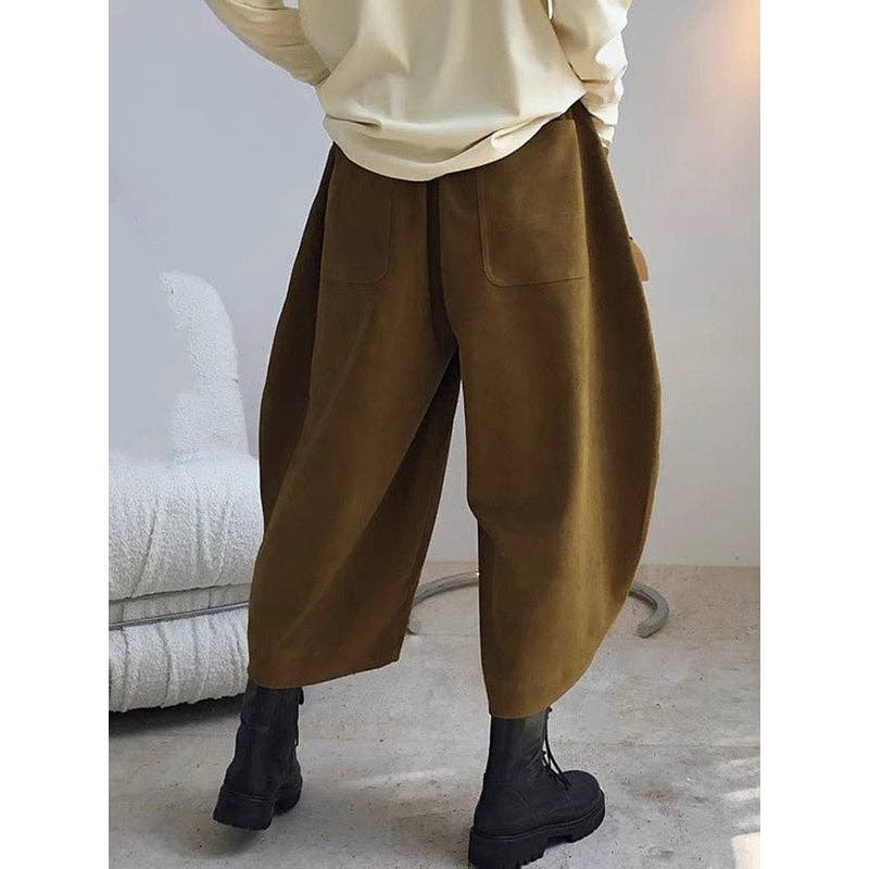 Harem Pants Wide Leg Elasticity Solid Color Split-Joint Pants Trousers