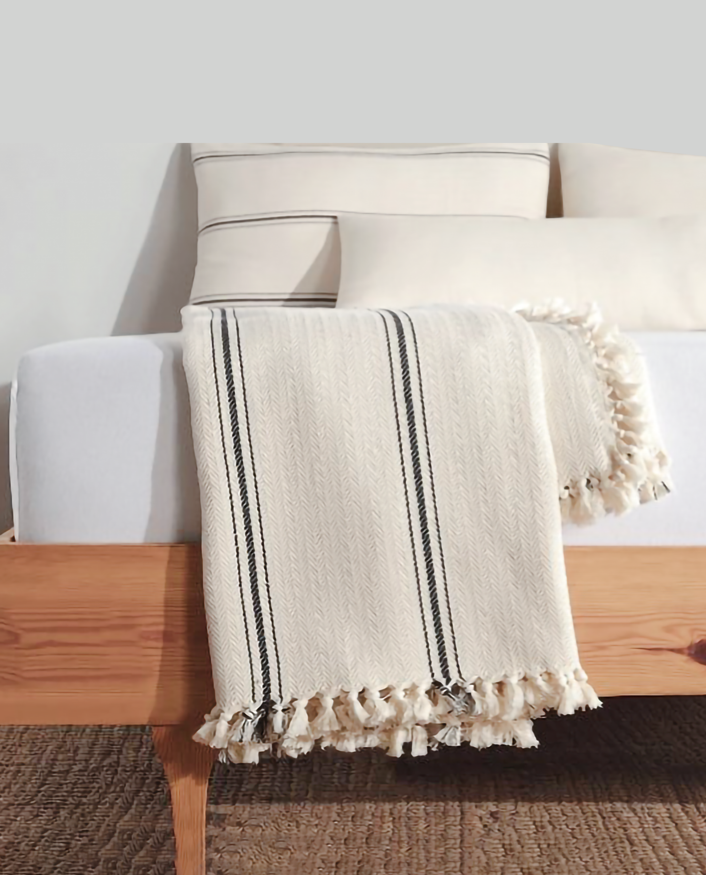 Black Striped Cream Throw blanket & Bedspread
