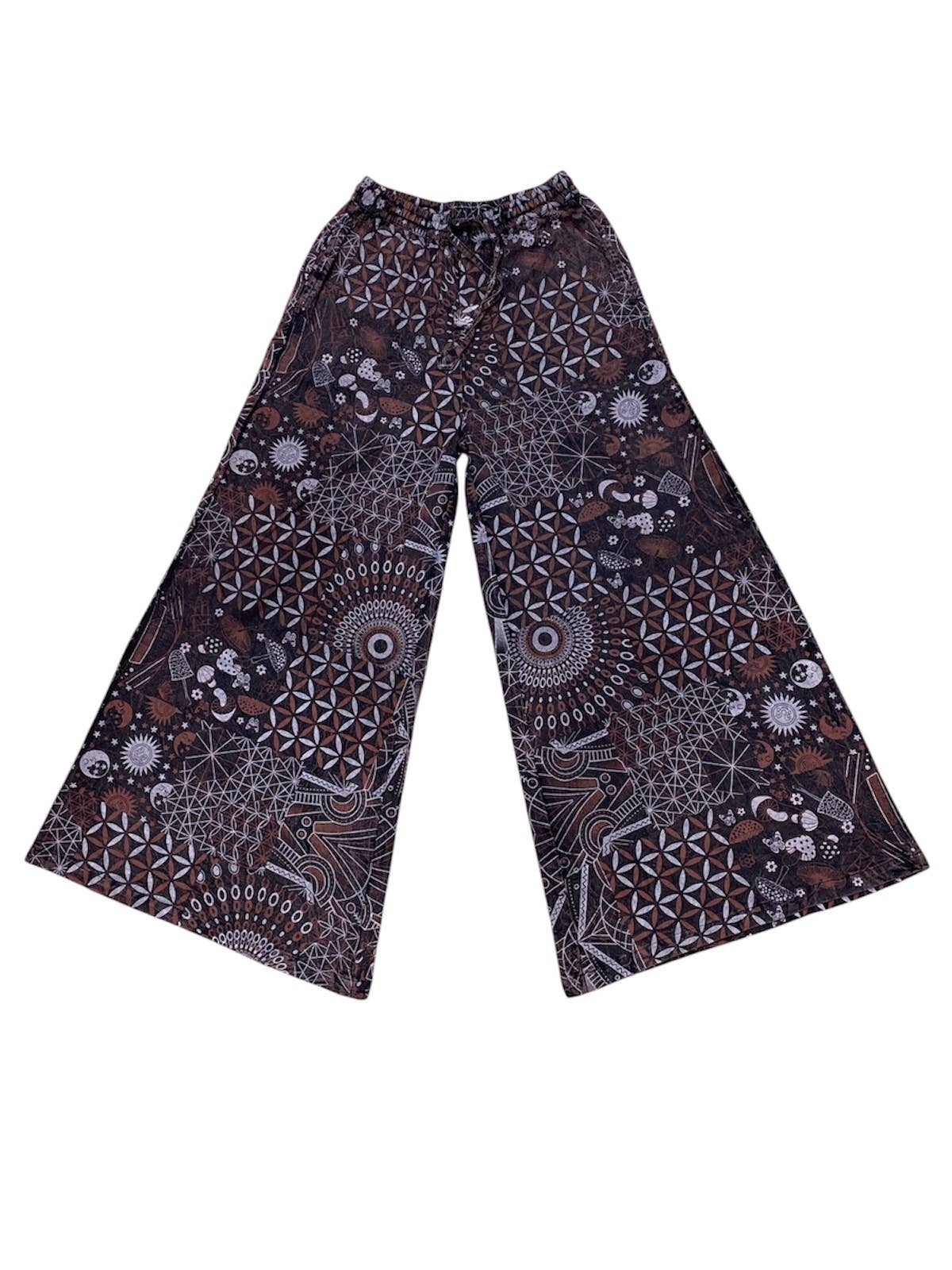 Cotton Floral Artwork Wide Leg Palazzo Pant LF137