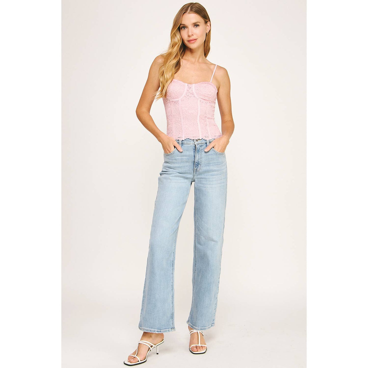 ROMANTIC WHISPERS LACE STRAP SCALLOP CORSET TOP