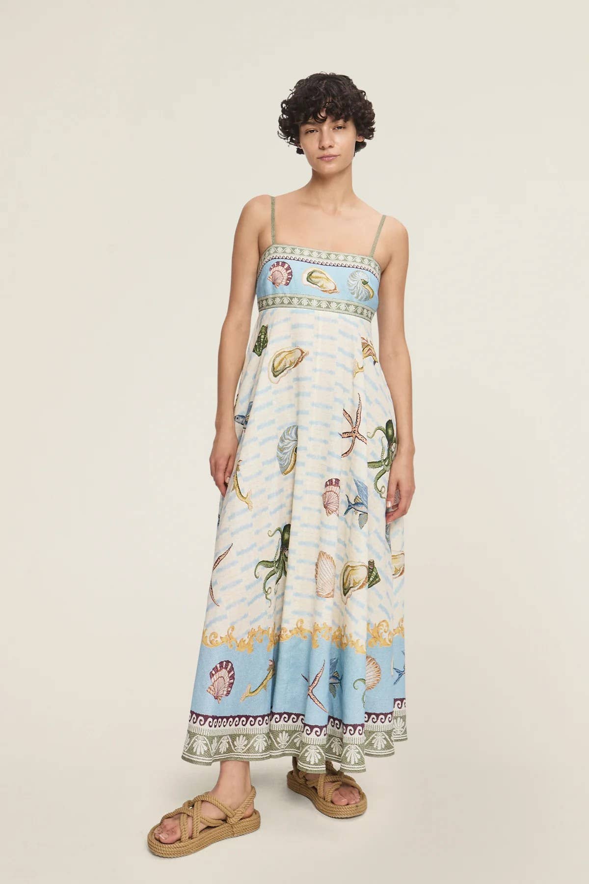 Linen Graffiti Print Swing Dress