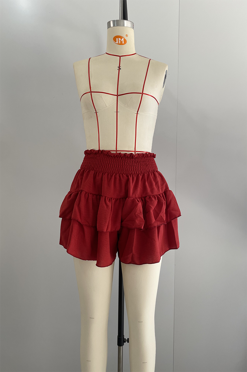 Ruffle Waist Stretch Shorts