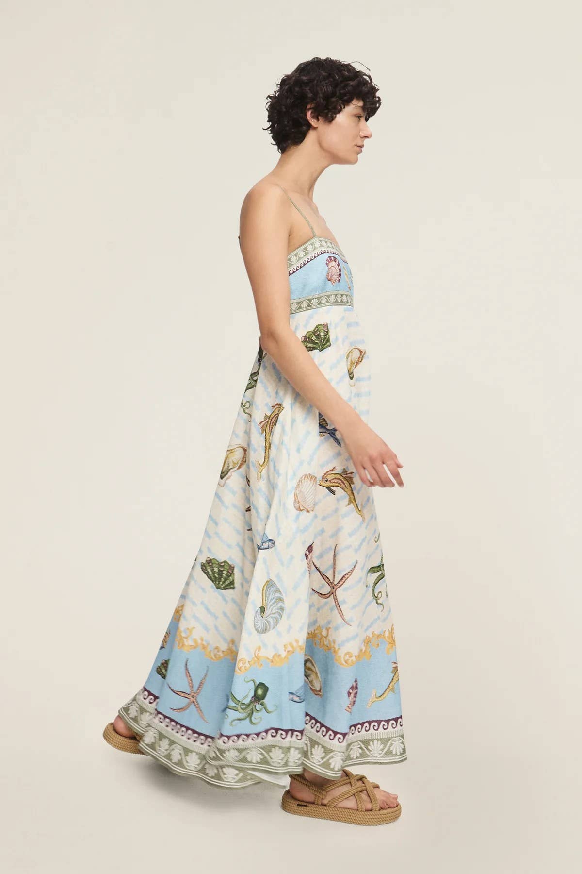 Linen Graffiti Print Swing Dress
