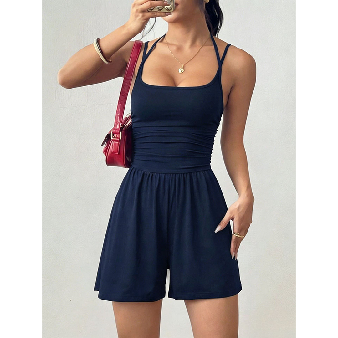 Summer Strapless Wide-Leg Loose Waist-Cinching Romper MSW050