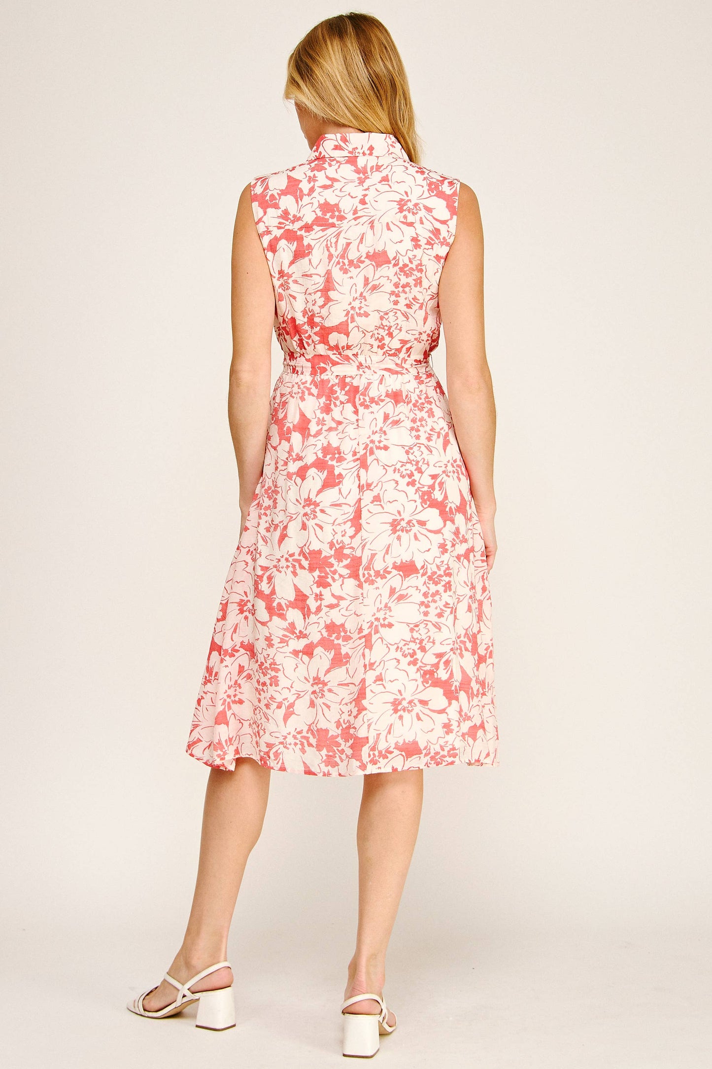 SOFT PAPAYA FLORAL GAUZE DRESS