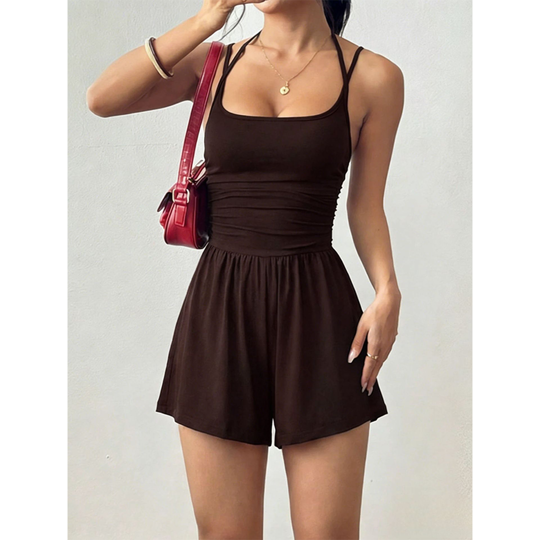 Summer Strapless Wide-Leg Loose Waist-Cinching Romper MSW050