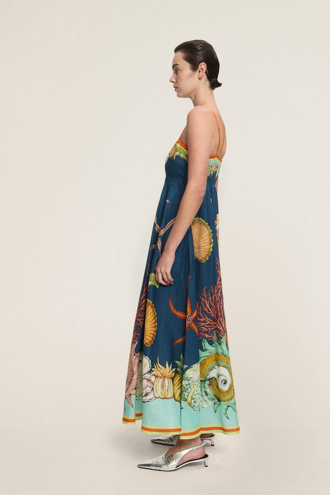 Linen Graffiti Print Swing Dress