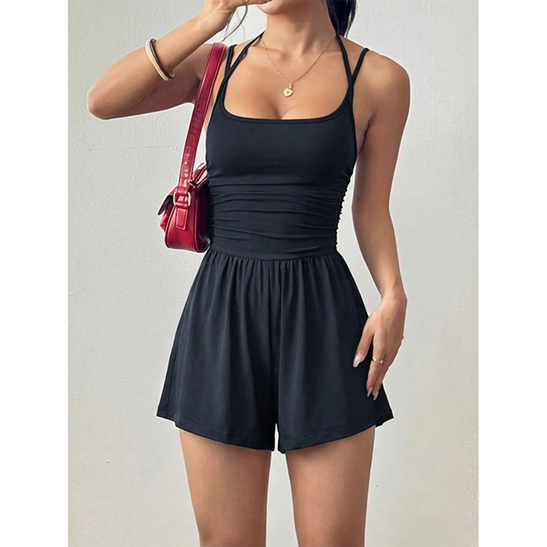 Summer Strapless Wide-Leg Loose Waist-Cinching Romper MSW050