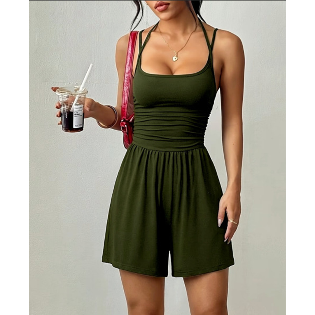 Summer Strapless Wide-Leg Loose Waist-Cinching Romper MSW050