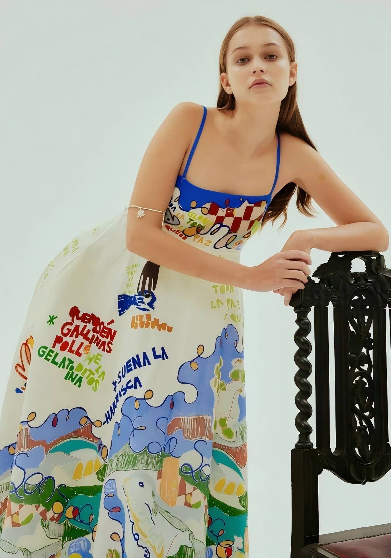 Linen Graffiti Print Swing Dress