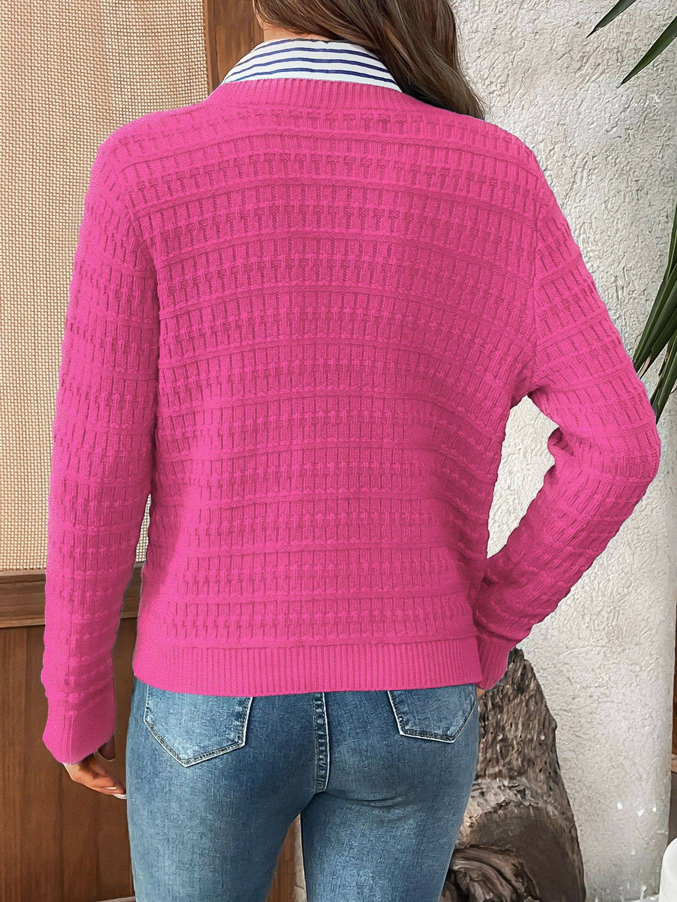 Solid-color commuter knitted casual Cardigan