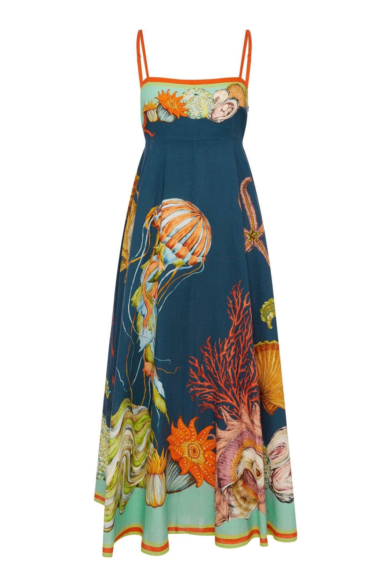 Linen Graffiti Print Swing Dress