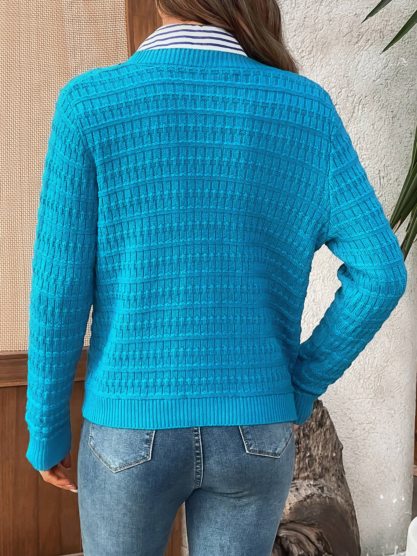 Solid-color commuter knitted casual Cardigan