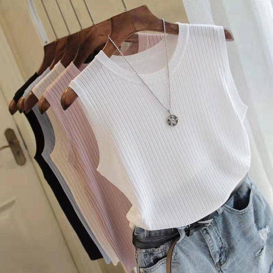 Slim Ice Silk Sleeveless Knit Tank Top