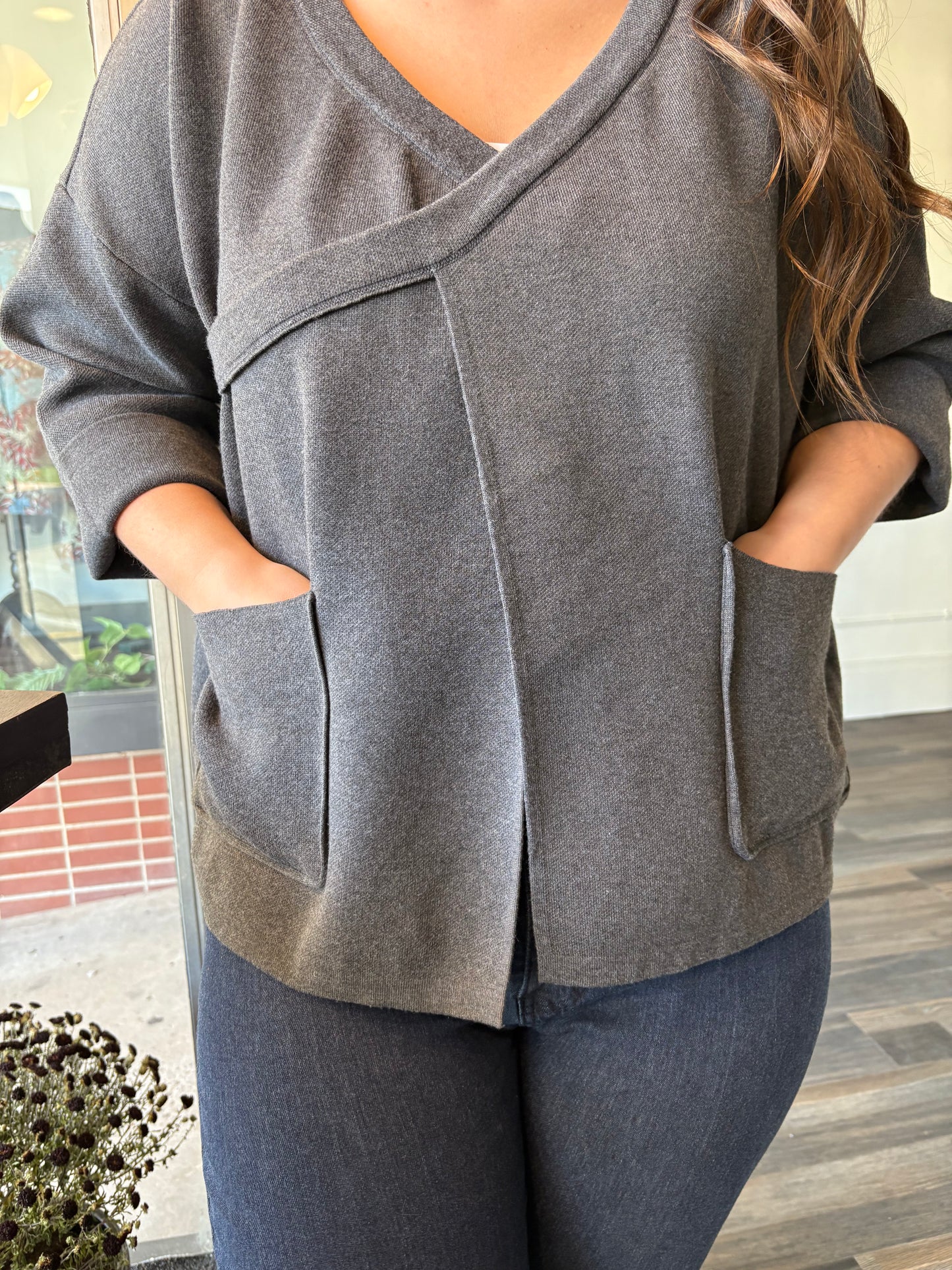 Solid Color Loose Knit Cardigan With Double Zipper