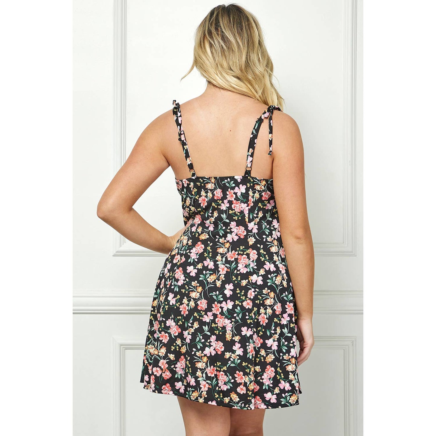 PLUS SIZE FIT AND FLARE TIE SHOULDER DRESS A489901K29X