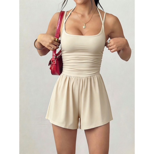 Summer Strapless Wide-Leg Loose Waist-Cinching Romper MSW050