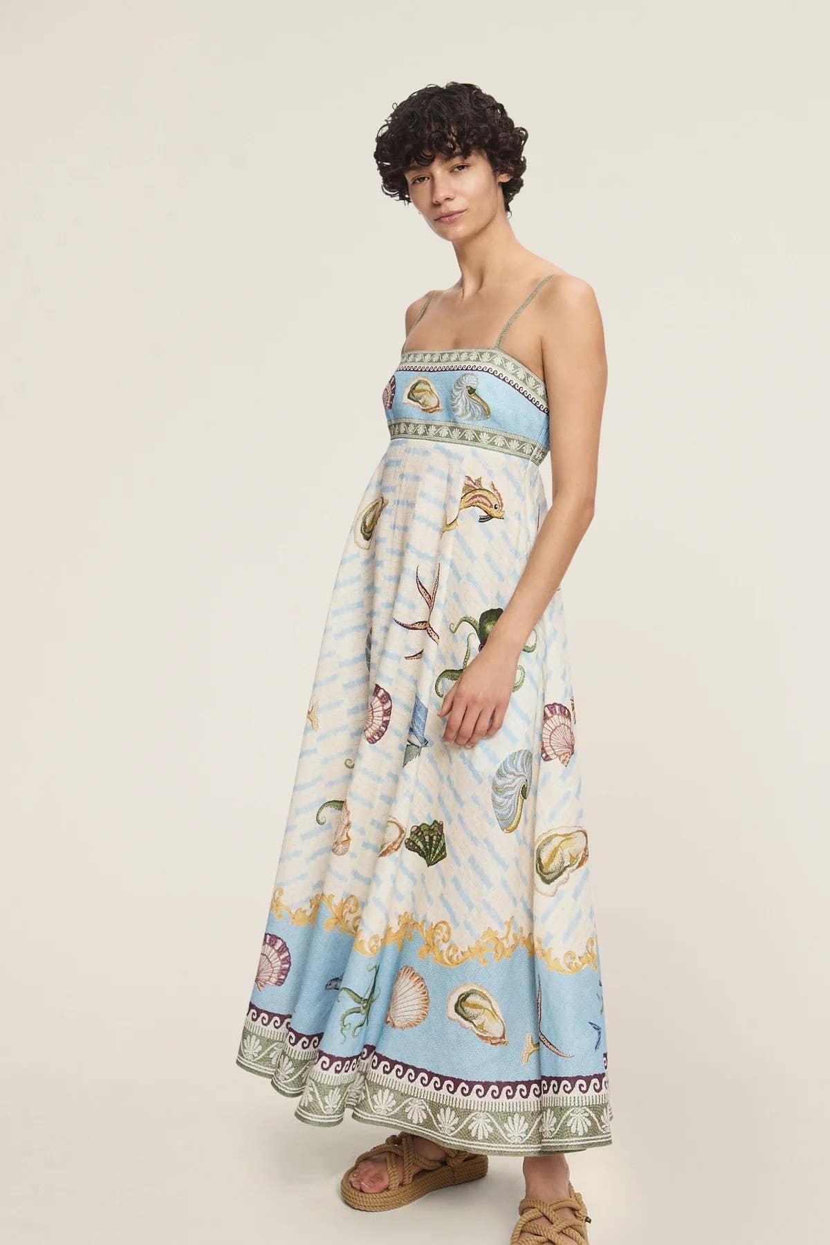 Linen Graffiti Print Swing Dress