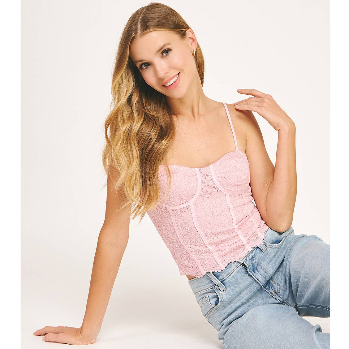 ROMANTIC WHISPERS LACE STRAP SCALLOP CORSET TOP