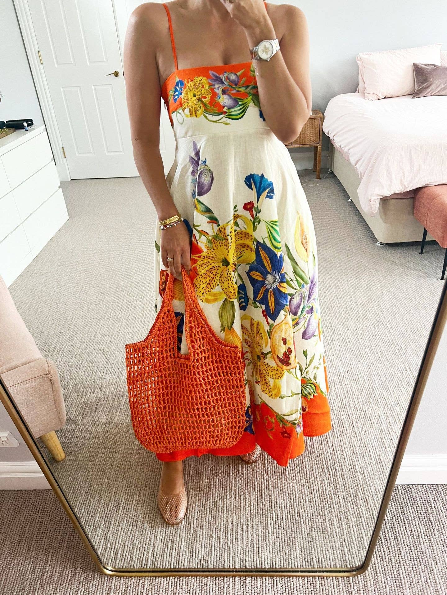 Linen Graffiti Print Swing Dress
