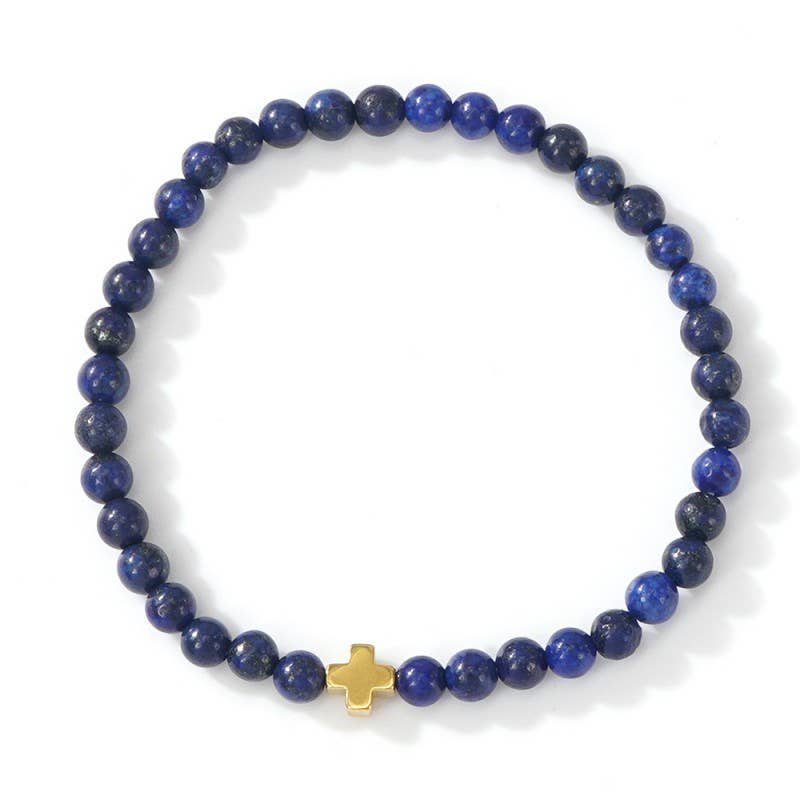 BOHO CROSS NATURAL STONE PERSONALIZED BRACELET | 40B5184