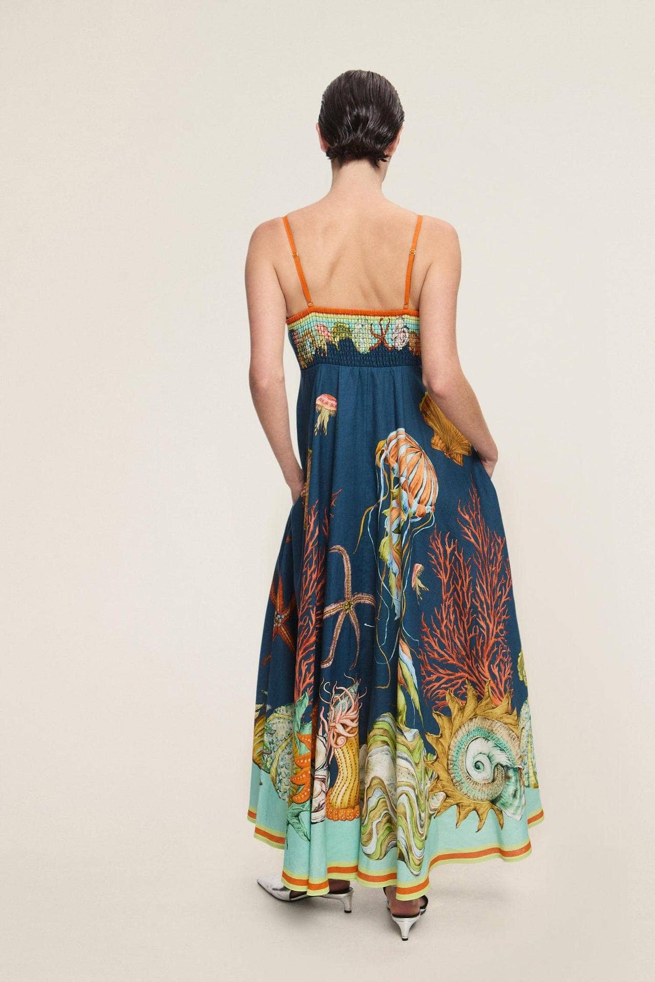 Linen Graffiti Print Swing Dress